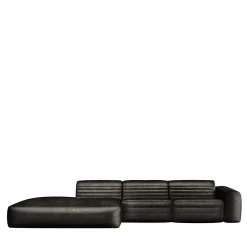 Vicious Modular Leather Black Sofa