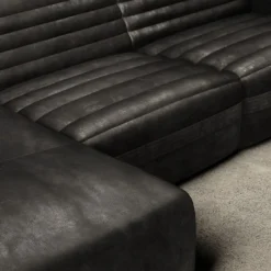 Vicious Modular Leather Black Sofa