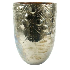 Viel silver Ceramic Vase by Gabriele Mengoni
