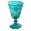 Vienna Set of 6 Etched Teal Water Glasses