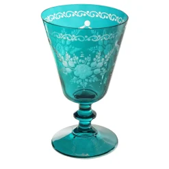 Vienna Set of 6 Etched Teal Water Glasses