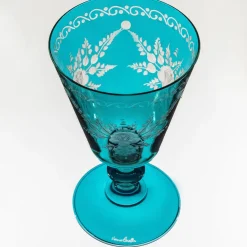 Vienna Set of 6 Etched Teal Water Glasses