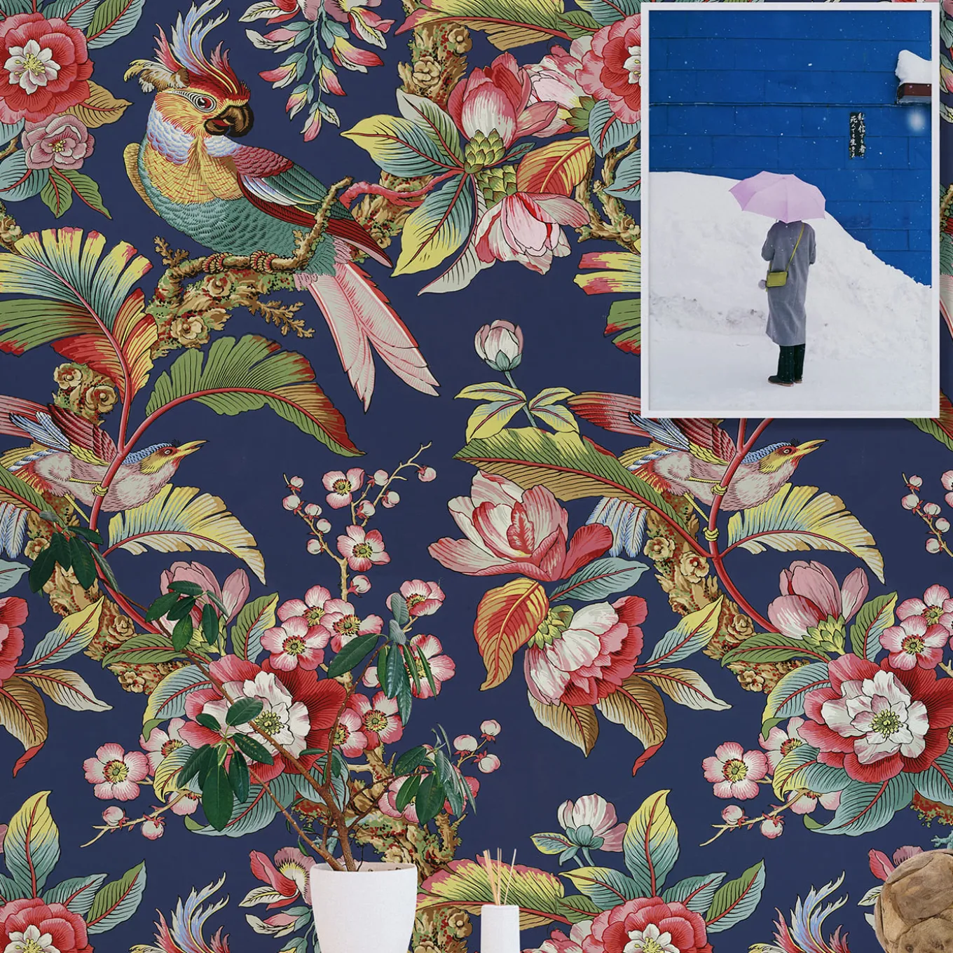 Vintage Asian Chinoiserie Wallpaper