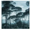Vintage Blue Trees Landscape Wallpaper