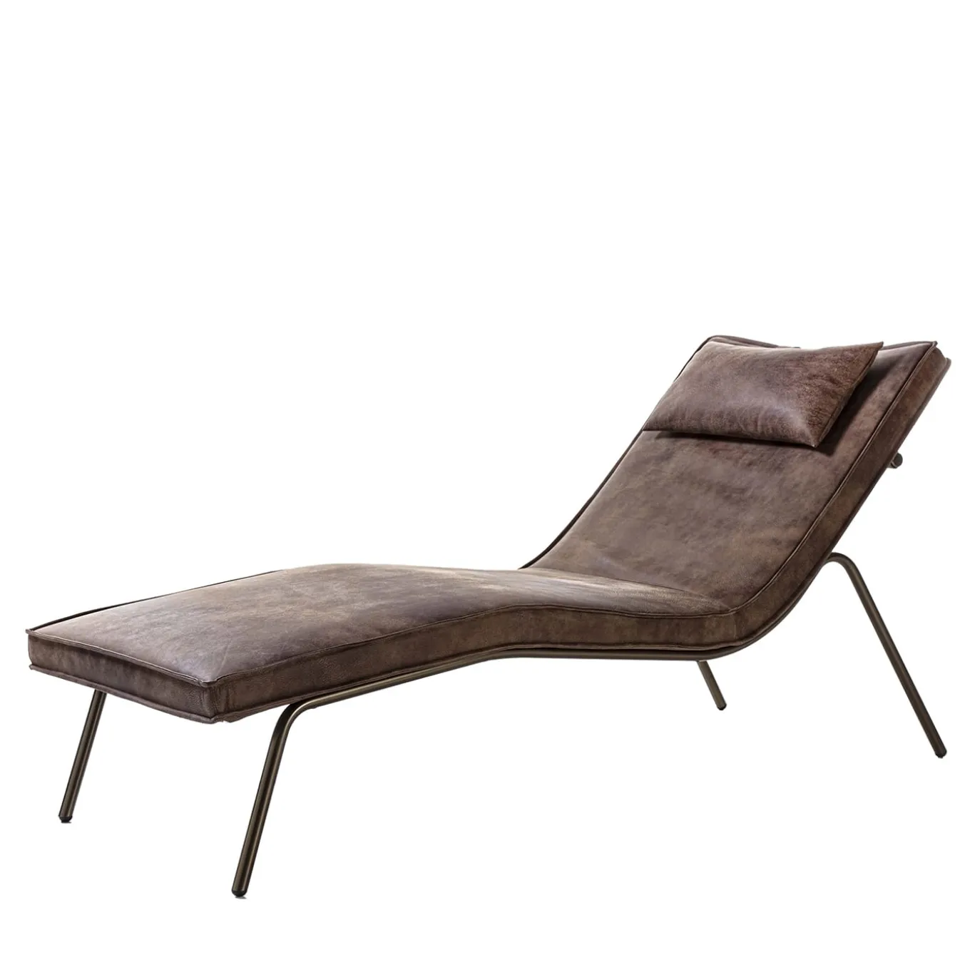 Vintage Brown Leather Chaise Longue