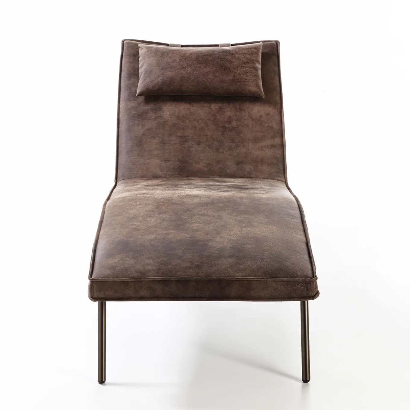 Vintage Brown Leather Chaise Longue