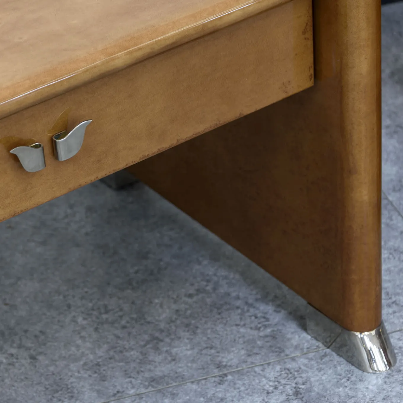 Vintage Goatskin Bedside Table