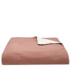 Vintage Pink Linen Blanket with Piping