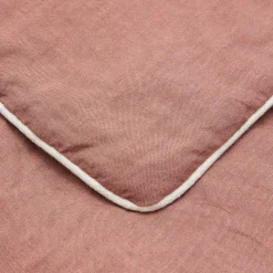 Vintage Pink Linen Blanket with Piping