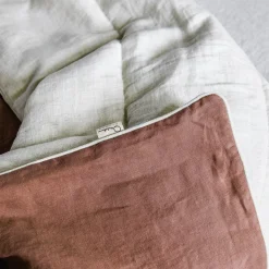 Vintage Pink Linen Blanket with Piping