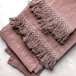 Vintage Pink Towel Set with Long Fringe