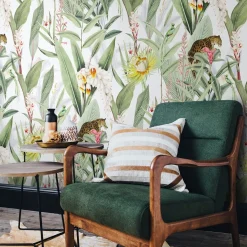 Vintage Tropical Forest with Jaguars and Parrots Wallpaper