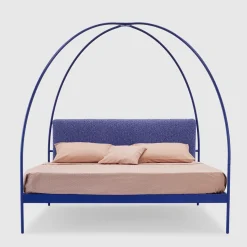Volta Blue Iron Canopy Double Bed by Mario Scairato