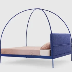 Volta Blue Iron Canopy Double Bed by Mario Scairato