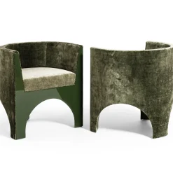 Volta Curve Green Velvet Chair by Storagemilano