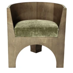 Volta Wood and Green Velvet Cushion Chair by Storagemilano