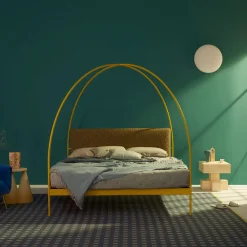 Volta Yellow Iron Canopy Double Bed by Mario Scairato