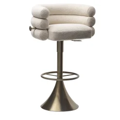 Voluptas White Fabric And Satin Gold Bar Stool