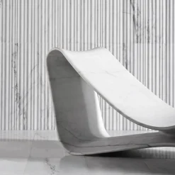 Volute White Marble Chaise Lounge