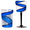 Vortex Set of Stem Glass and Glass in Blue/Purple