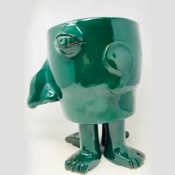 Walking Head Medium Green Flower Pot