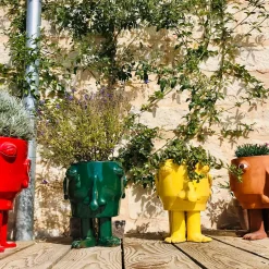 Walking Head Medium Yellow Flower Pot