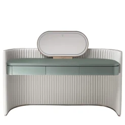 Walter White Leather And Light Blue Wood Vanity Unit