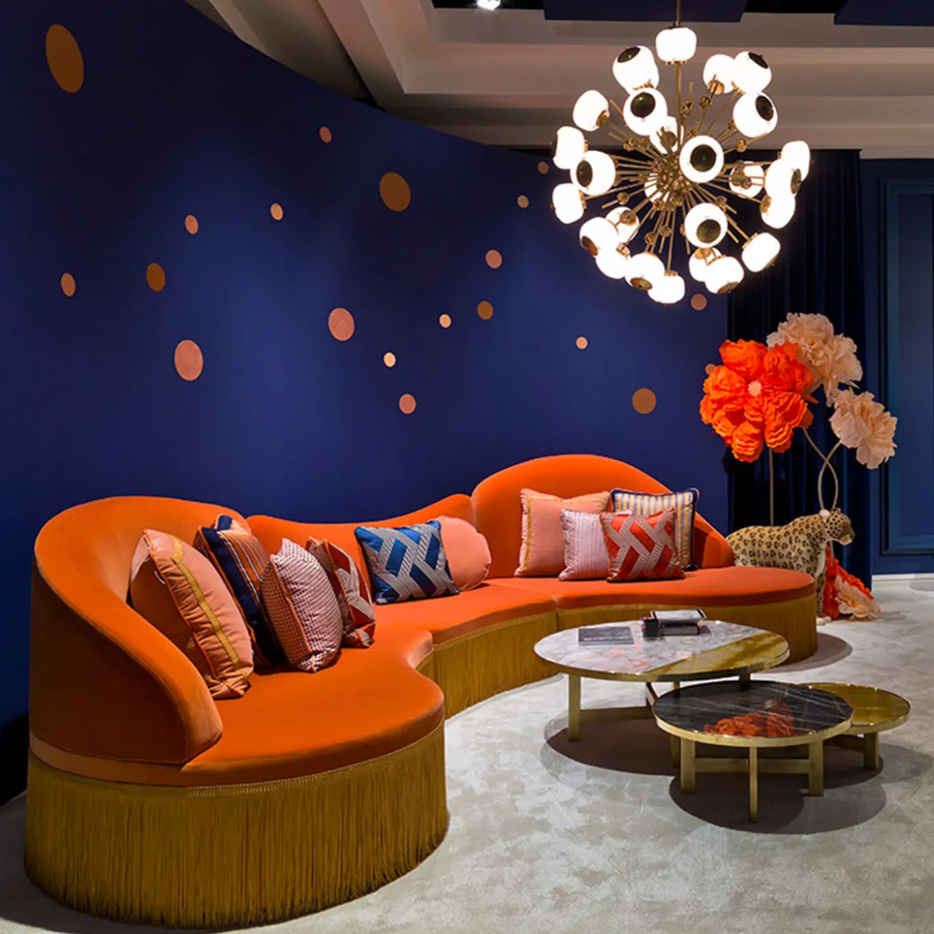 Wave Orange 3-Piece Sectional Sofa #1