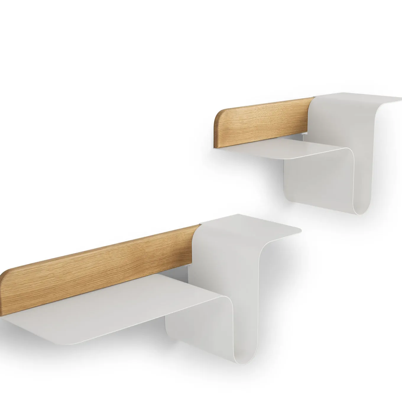 Wave Set of 2 White Shelves