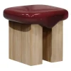 Wax Bordeaux Glossy wood & solid ash wood Stool by Artefatto Design Studio
