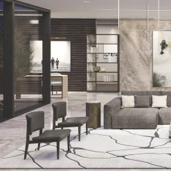 Wengé Dark Gray Leather Lounge Chair