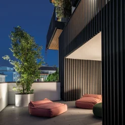 West Cay Pink fabric Outdoor pouf