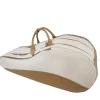White & Beige Leather Tennis Racquets Backpack
