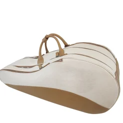 White & Beige Leather Tennis Racquets Backpack