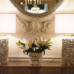 White and Black Ceramic Cachepot Vase