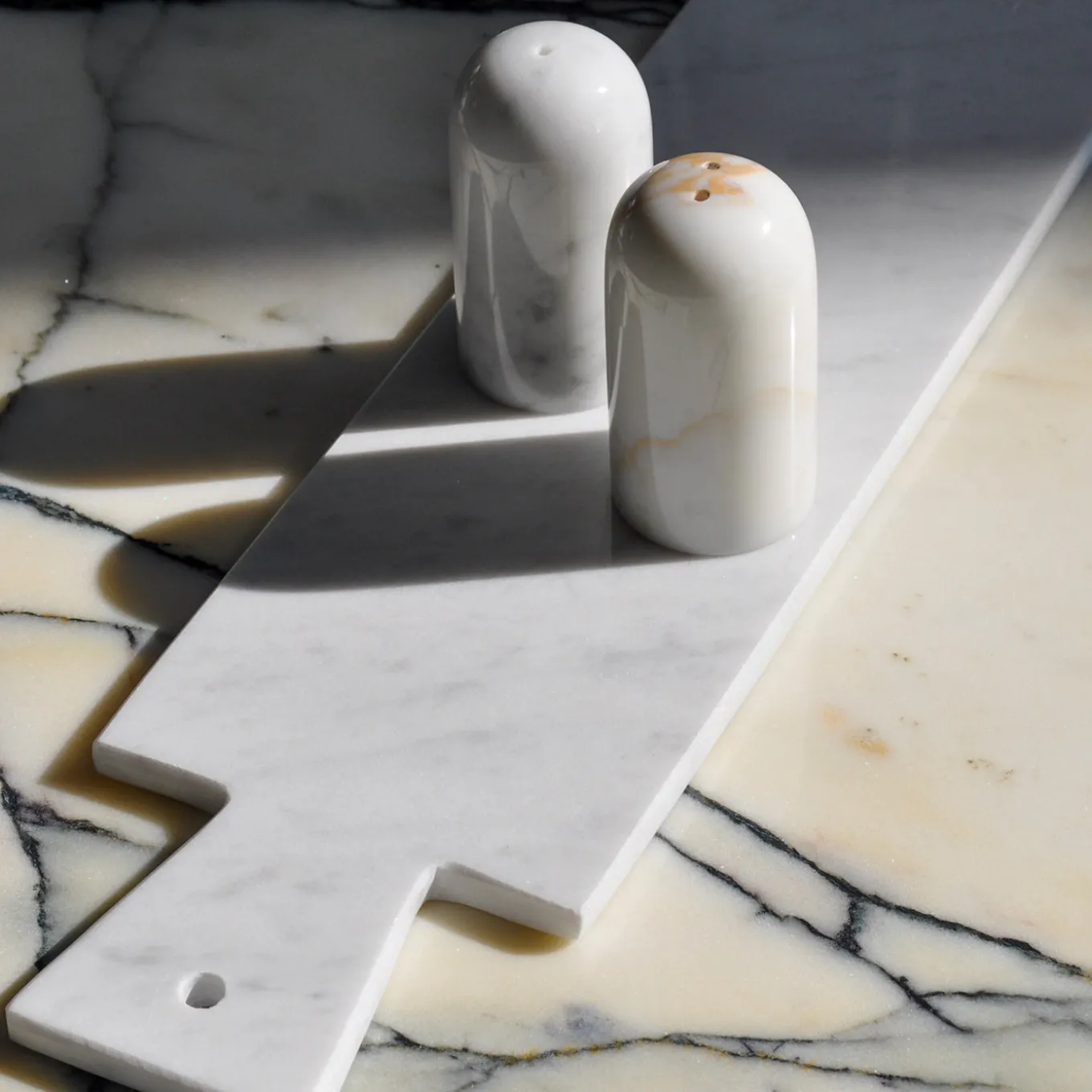 White and Black Marble Salt and Pepper