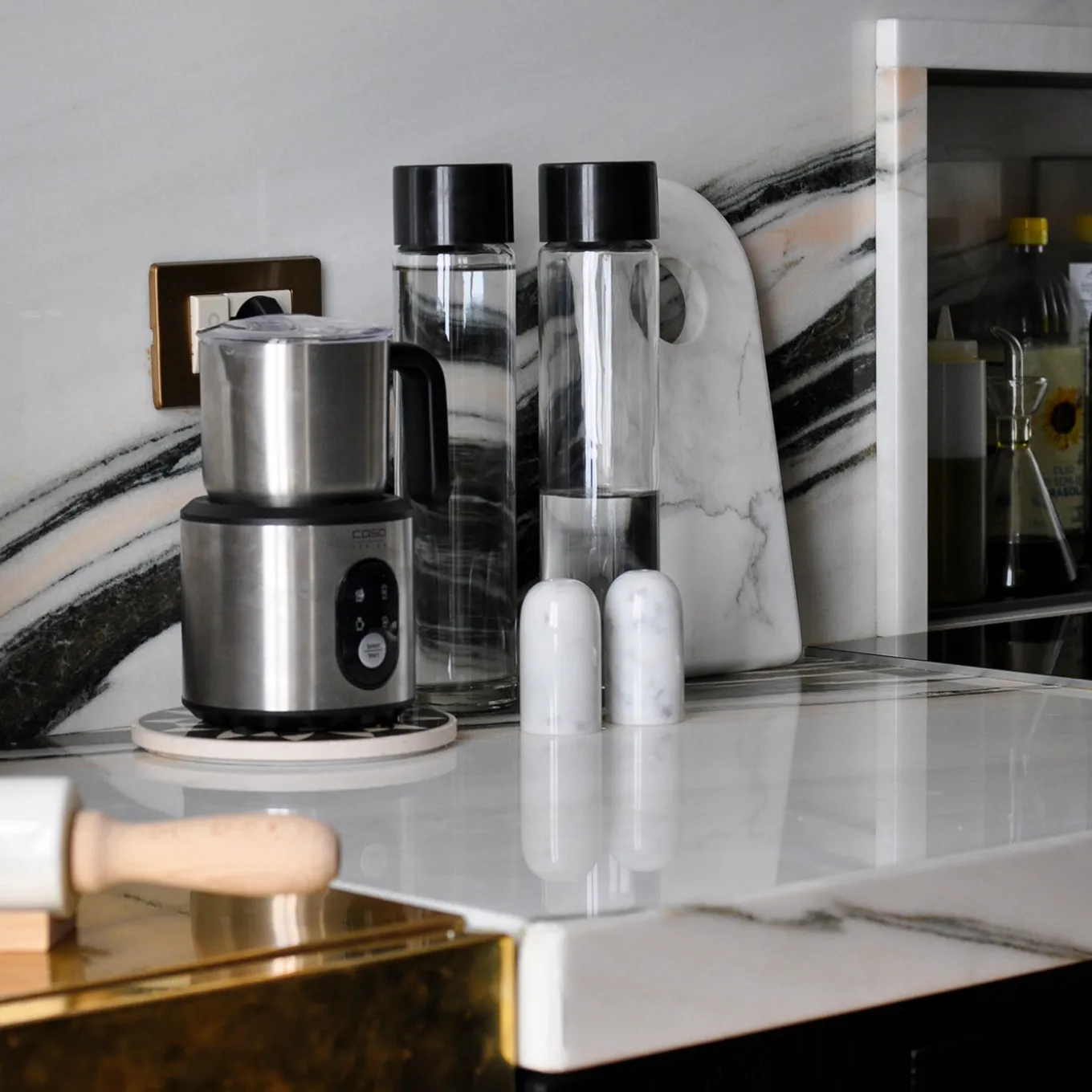 White and Black Marble Salt and Pepper