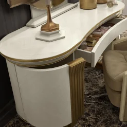 White and Gold Vanity Desk