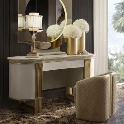 White and Gold Vanity Desk