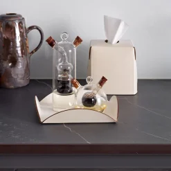 White and Panna Cotta Leather Sauce Holder