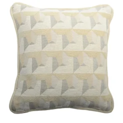 White Carrè Cushion in geometric jacquard fabric