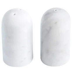 White Carrara Marble Salt and Pepper Shakers