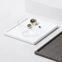 White Champagne Leather Tray