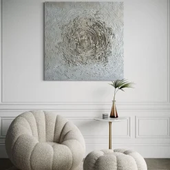 White Circles Textured Resin Painting