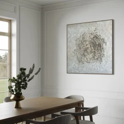 White Circles Textured Resin Painting