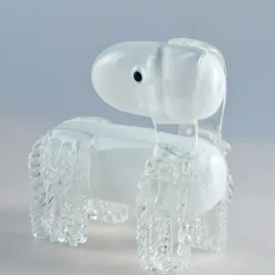 White Dog Venetian Glass Sculpture by Eliana Gerotto