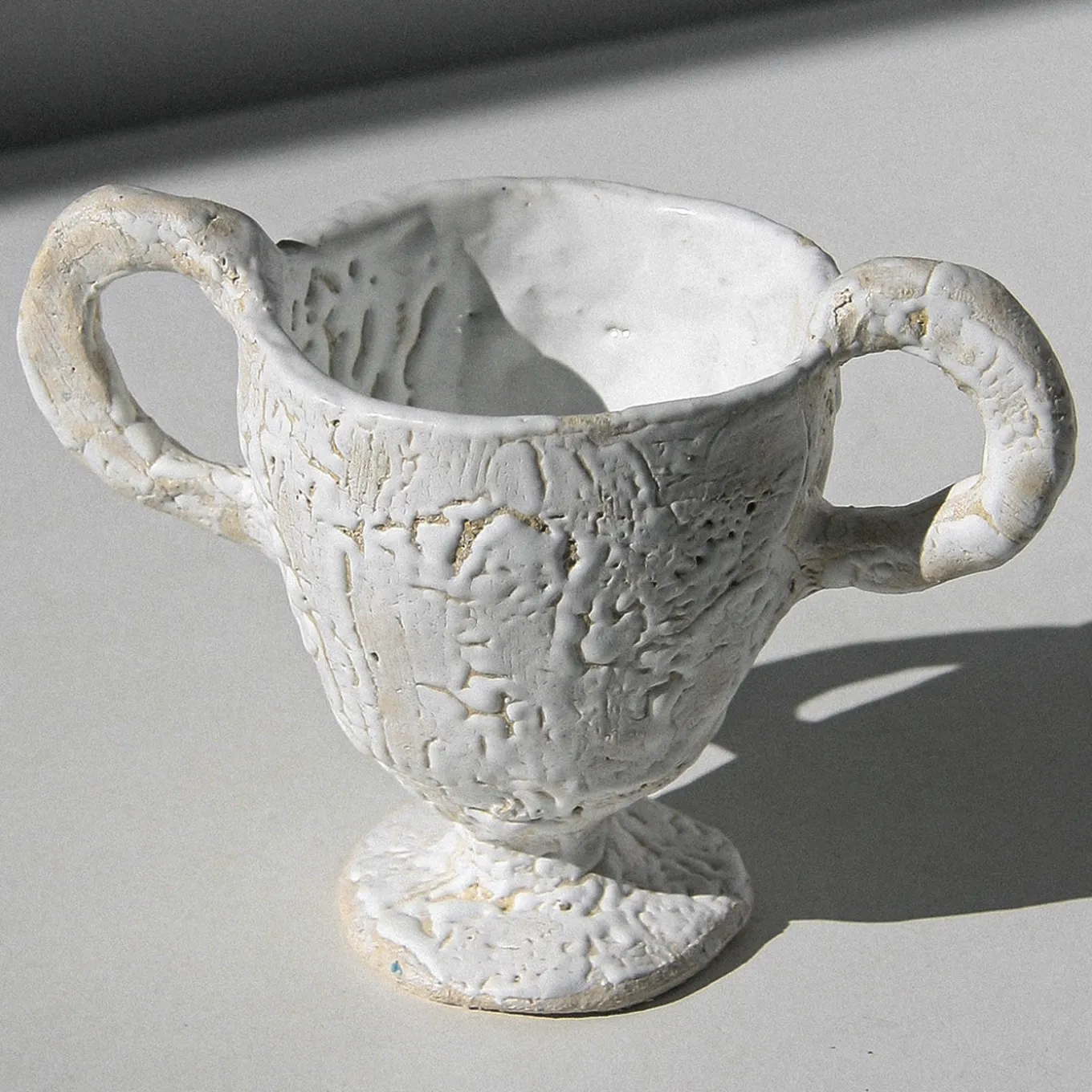 White Footed Cup with Handles