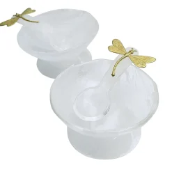 White Glass Salt Cellars - Set of 2