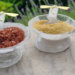 White Glass Salt Cellars - Set of 2