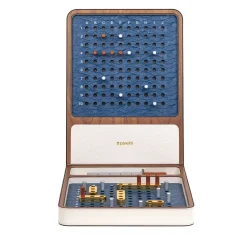 White Leather Box With Brass Finish Battleship Game Set